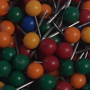 VTG 1/2" Map Pins Tacks Large Mixed Lot Multicolor Office Cork Board